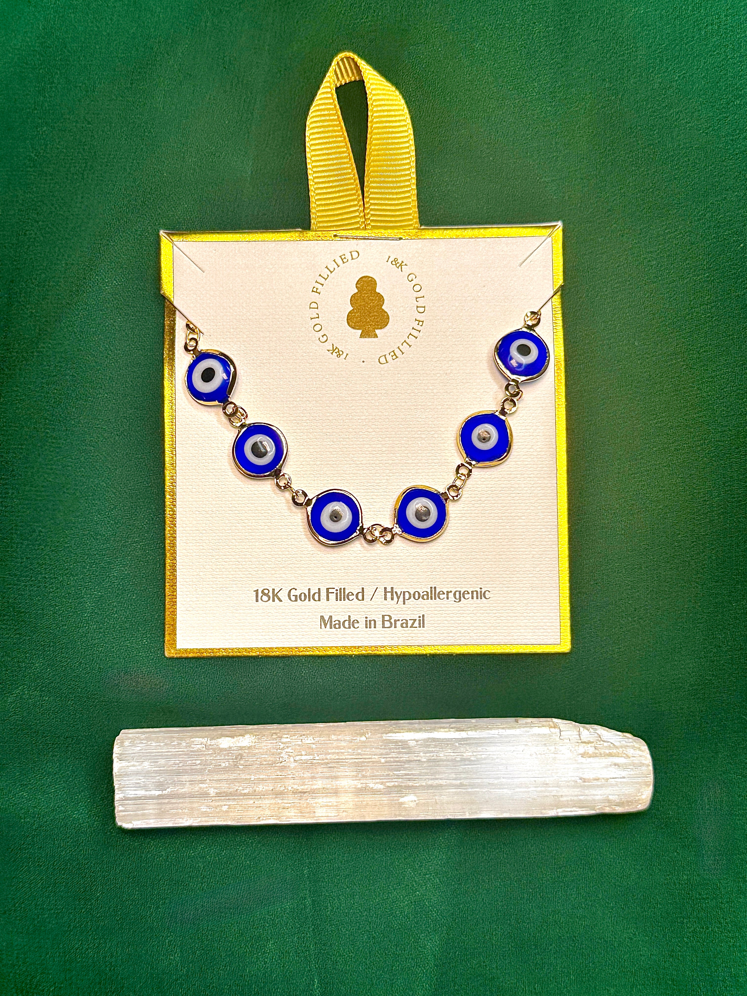 Psalm 91 Personalized Protection Bracelet — Blue Evil Eye (18K Gold Filled • Live Ritual Included)