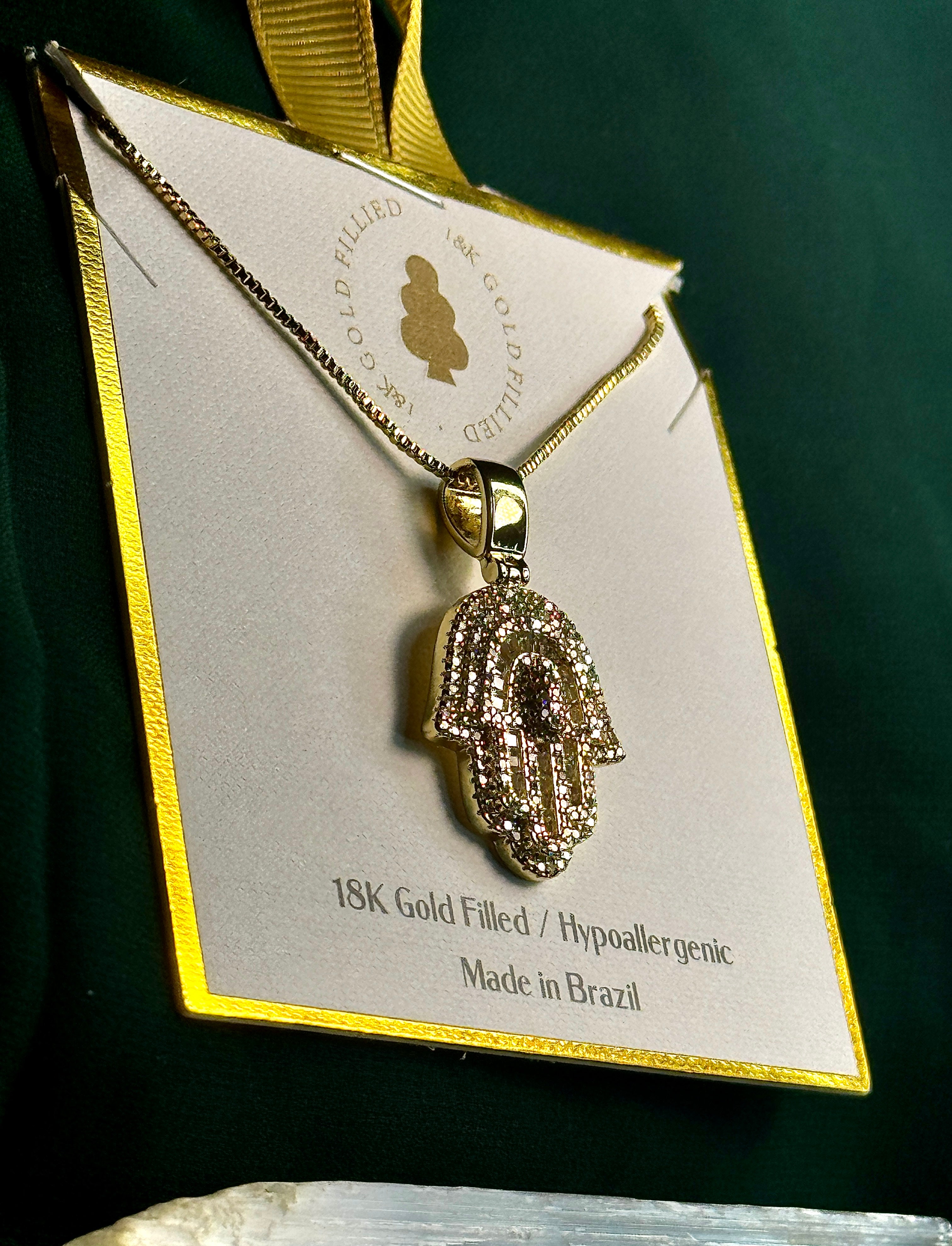 Psalm 35 Archangel Michael Hamsa Protection Necklace — Personalized Live Ritual Activation (18K Gold Filled)
